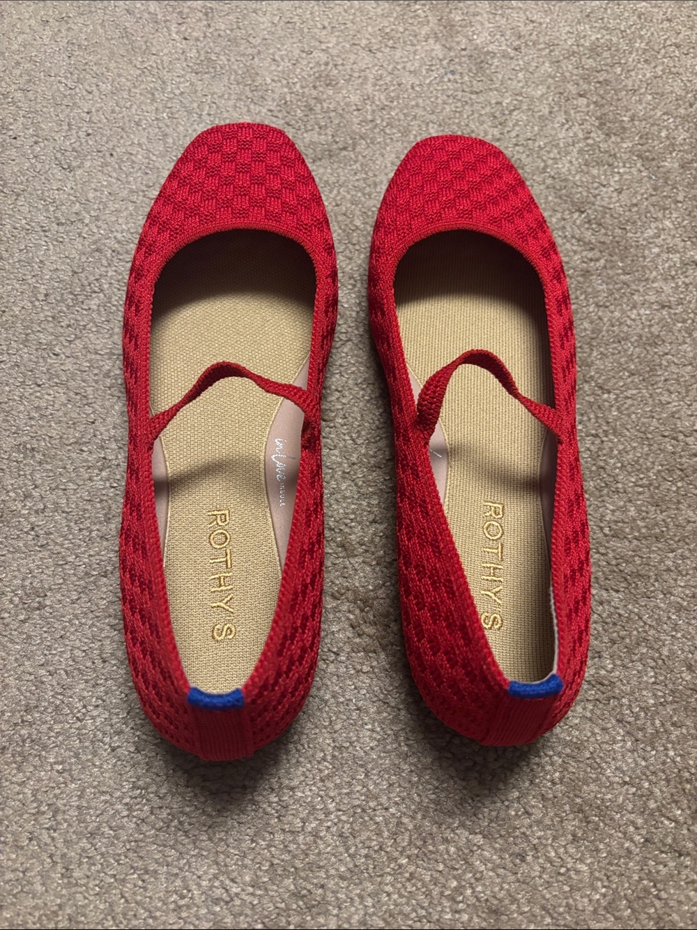 Rothy's Red Knit Mary Jane Flats. Never worn